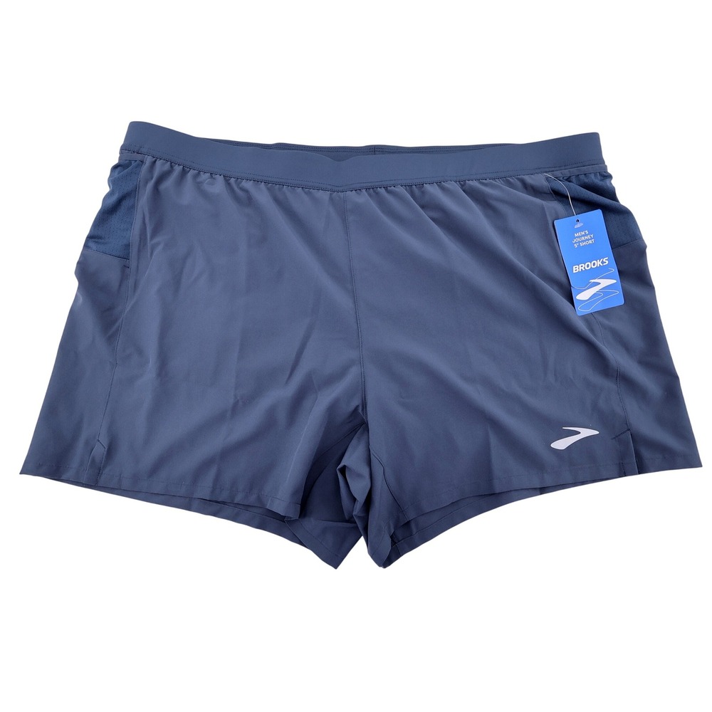 NEW Brooks Journey 5" Running Shorts Blue Slate Mens XL Brief Liner